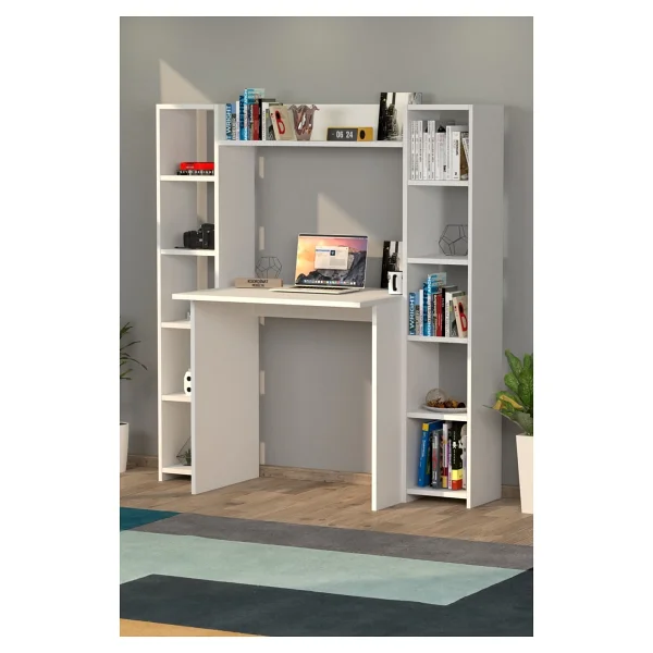 Moonlife Trend Kitaplıklı Çalışma Masası Beyaz - Görsel 2