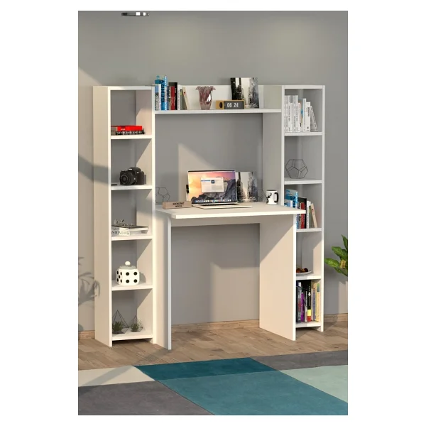 Moonlife Trend Kitaplıklı Çalışma Masası Beyaz - Görsel 3