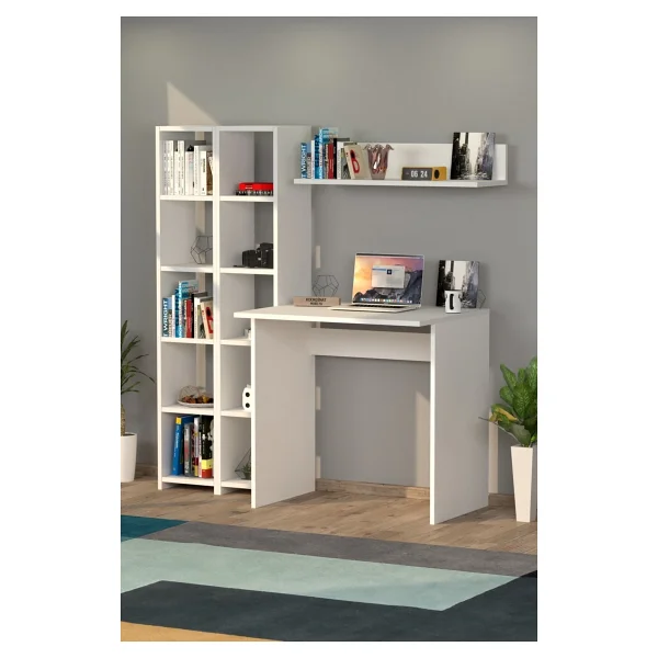 Moonlife Trend Kitaplıklı Çalışma Masası Beyaz - Görsel 4