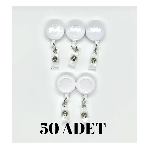 50 Adet Beyaz Plastik Yoyo Kart Tutucu - Görsel 2