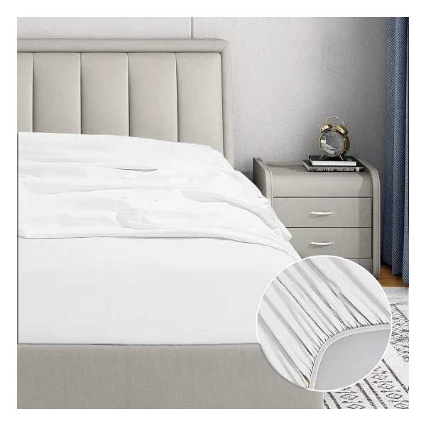 Soley Jersey %100 Doğal Pamuklu Tek Kişilik 100 X 200 Lastikli Çarşaf - Beyaz - 100 X 200 Cm - Görsel 2