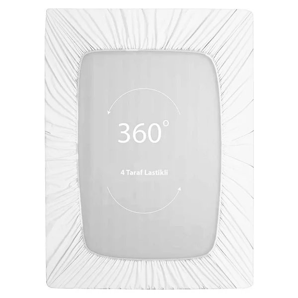 Soley Jersey %100 Doğal Pamuklu Tek Kişilik 100 X 200 Lastikli Çarşaf - Beyaz - 100 X 200 Cm - Görsel 4