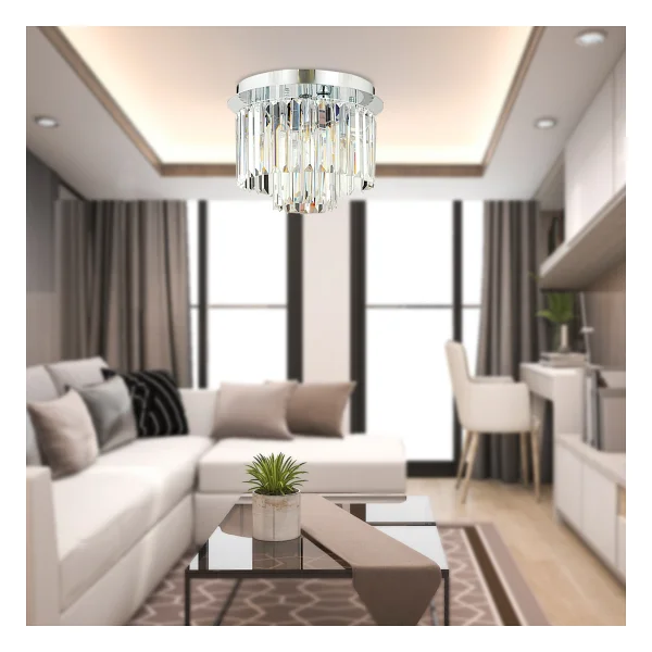 Apliqa Nilüfer Yuvarlak Eskitme Kristalli Taşlı Modern Salon Avize - Görsel 4