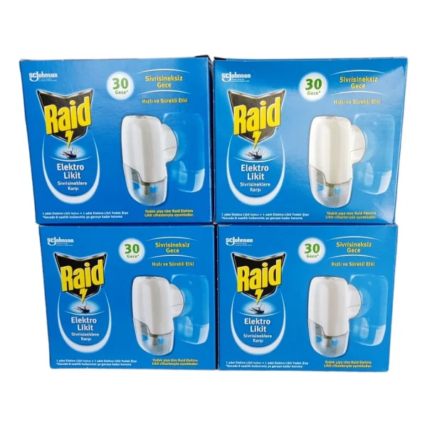 Raid Sivrisineklere Karşı 30 Gece Elektro Likit Isıtıcı + 1 Yedek Şişe 21 Ml (4 Adet) - Görsel 2