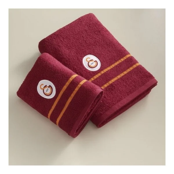 Taç Galatasaray Lisanslı Arma Havlu Seti - Kırmızı - 70 X 140 Cm - 50 X 90 Cm - Görsel 2