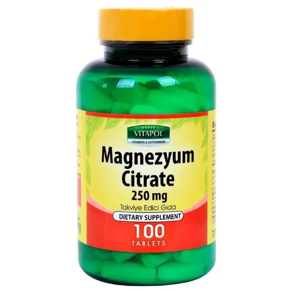 Vitapol Magnezyum Sitrat 100 Tablet Vitamin B6 Vitamini Magnesium Citrate - Görsel 3