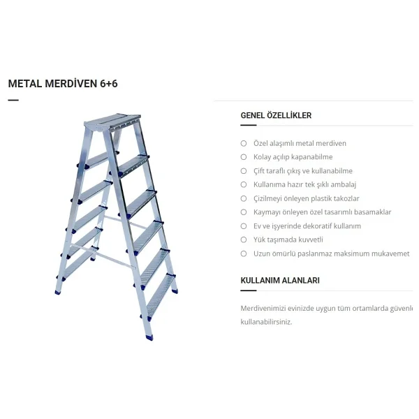 Saraylı 1206 Metal Çift Çıkışlı 6+6 Basamaklı Merdiven - Görsel 2