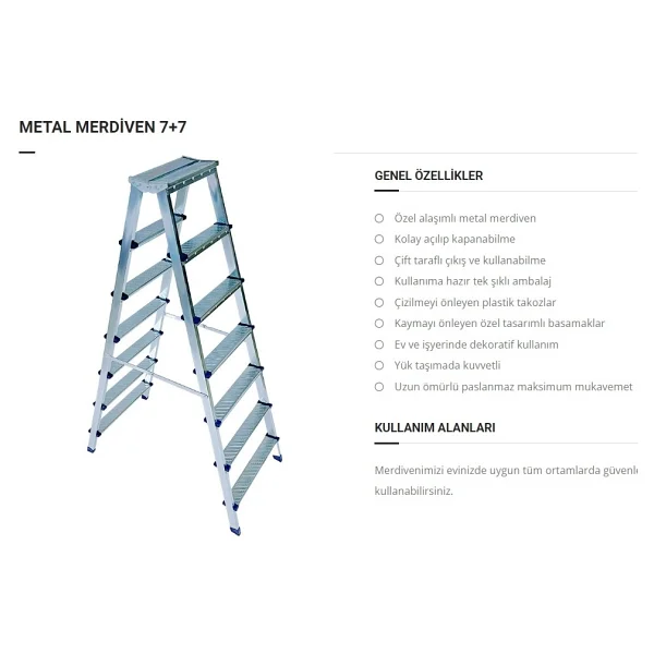 Saraylı 1207 Metal Çift Çıkışlı 7+7 Basamaklı Merdiven - Görsel 3