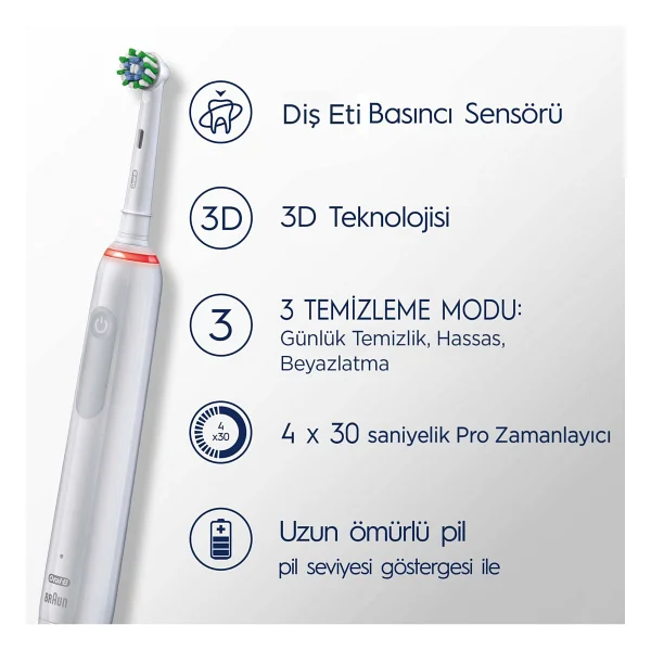 Oral-B Pro 3 3500 Beyaz Şarjlı Diş Fırçası - Görsel 2