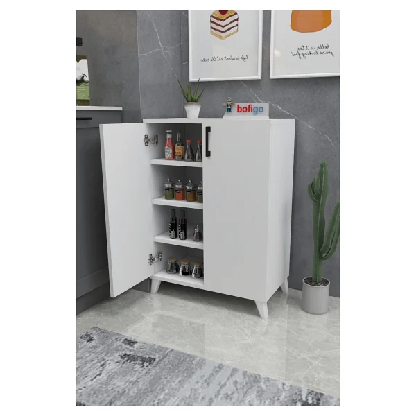 Bofigo 4 Raflı Çok Amaçlı Dolap Çok Amaçlı Mutfak Dolabı Banyo Dolabı Ceren Beyaz - Görsel 2