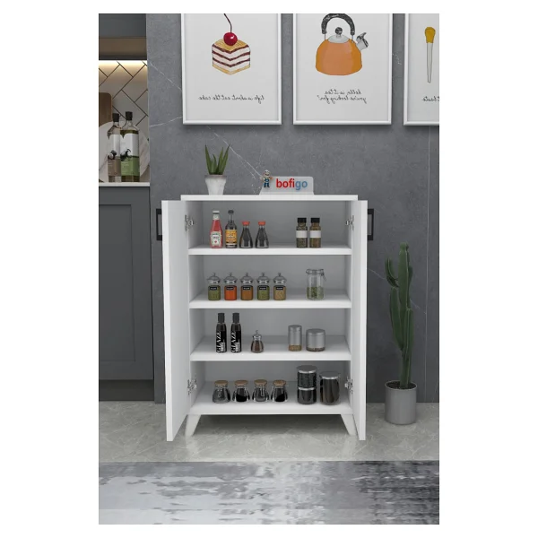 Bofigo 4 Raflı Çok Amaçlı Dolap Çok Amaçlı Mutfak Dolabı Banyo Dolabı Ceren Beyaz - Görsel 4