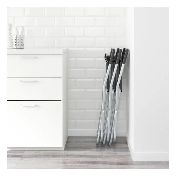 Ikea Katlanır Sandalye Siyah Renk Galvanizli Çelik Mutfak-Balkon Sandalyesi - Görsel 4