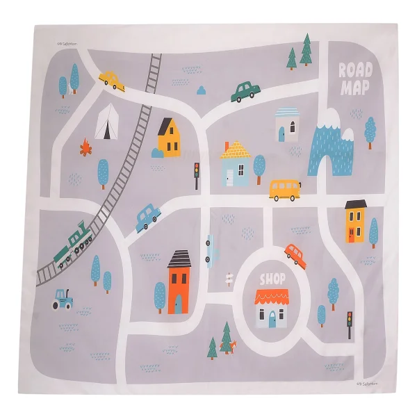 Safemom 150x150 Aktivite Bebek Çocuk Oyun Halısı, Oyun Matı, Çocuk Odası Halısı - Road Map - 150 X 150 Cm - Gri - Görsel 2