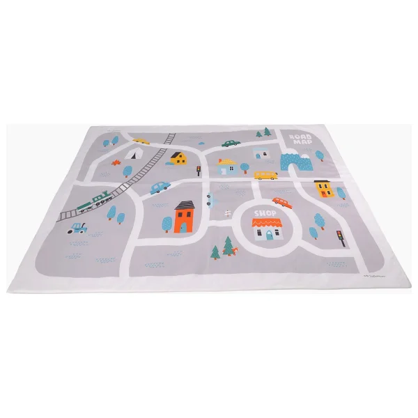 Safemom 150x150 Aktivite Bebek Çocuk Oyun Halısı, Oyun Matı, Çocuk Odası Halısı - Road Map - 150 X 150 Cm - Gri - Görsel 3