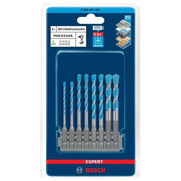 Bosch Expert Hex-9 Çok Amaçlı Matkap Ucu 8'li Set 2608901455 - Görsel 2
