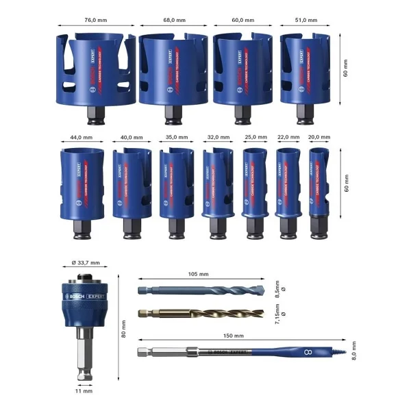 Bosch Expert 15 Parça Yapı Malzemeleri İçin Panç Seti 2608900489 - Görsel 5