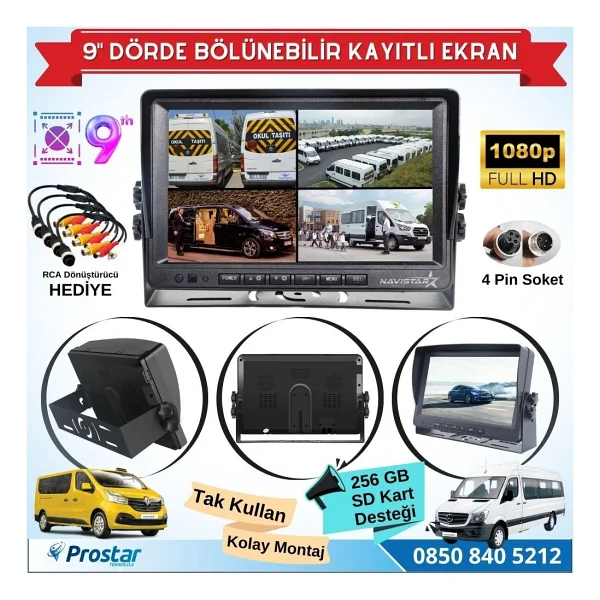 Navistar 9 Inç Kayıtlı Dörde Bölünür Monitör 256gb Sd Destekli 4 - Görsel 6