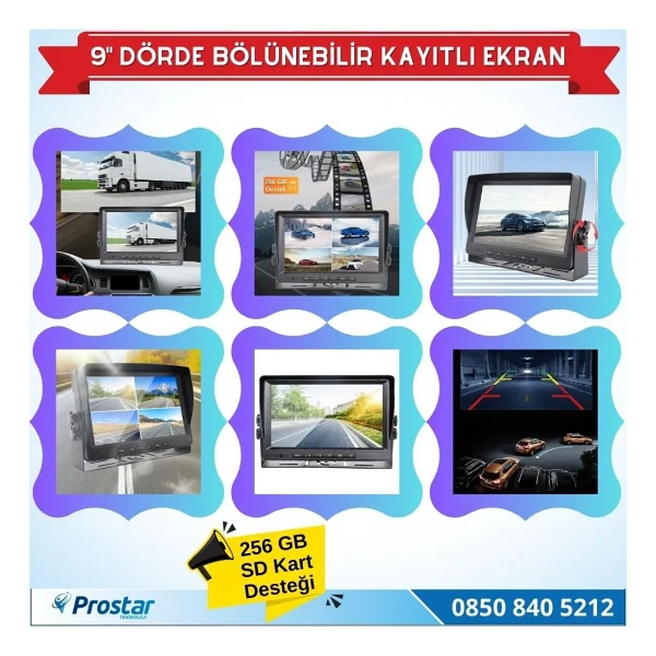 Navistar 9 Inç Kayıtlı Dörde Bölünür Monitör 256gb Sd Destekli 4 - Görsel 3