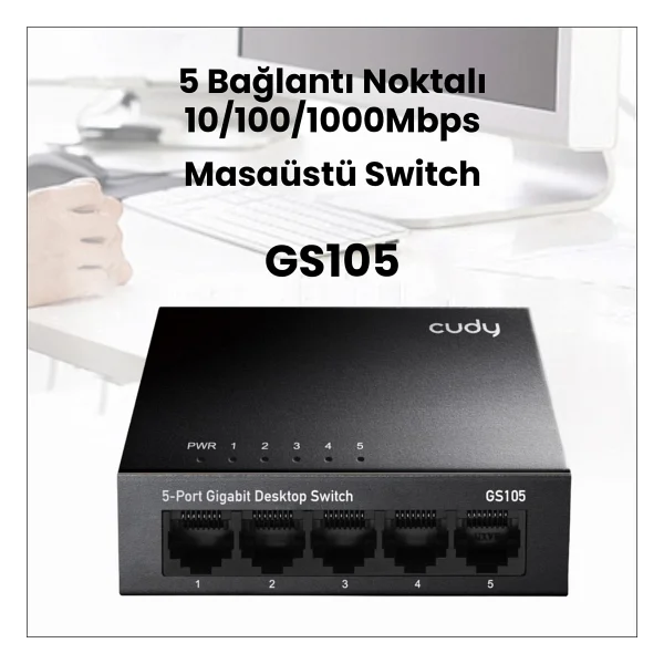 Cudy Gs105 5 Port 10/100/1000 Mbps Gigabit Switch - Görsel 3