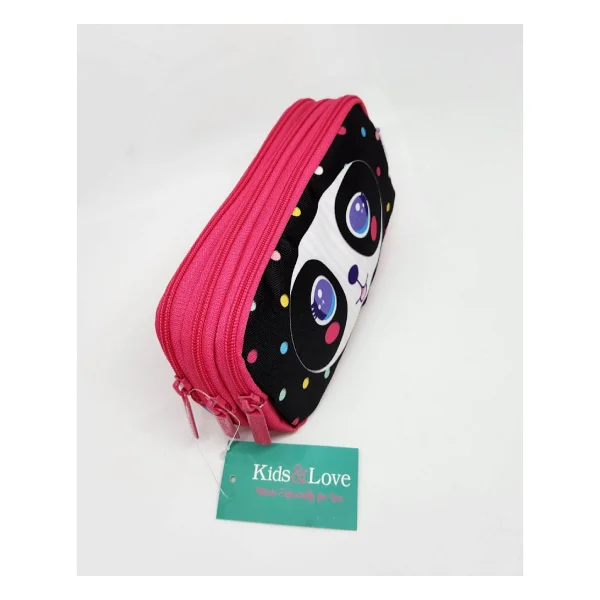 Kaukko L8120 Kids Love Cute Face Panda 3 Bölmeli Kalemlik - Görsel 2