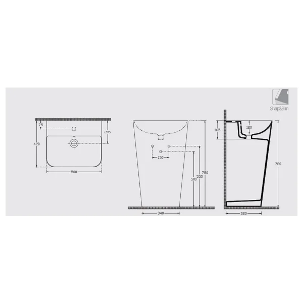 İsvea Sott Aqua 50 Cm Fildişi Yerden Monoblok Lavabo - Görsel 2