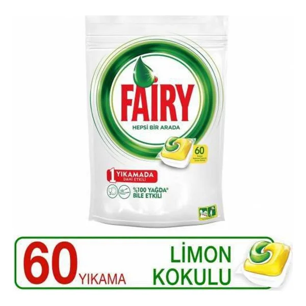 Fairy Hepsi Bir Arada Limon Bulaşık Makinesi Tableti 60'lı - Görsel 3