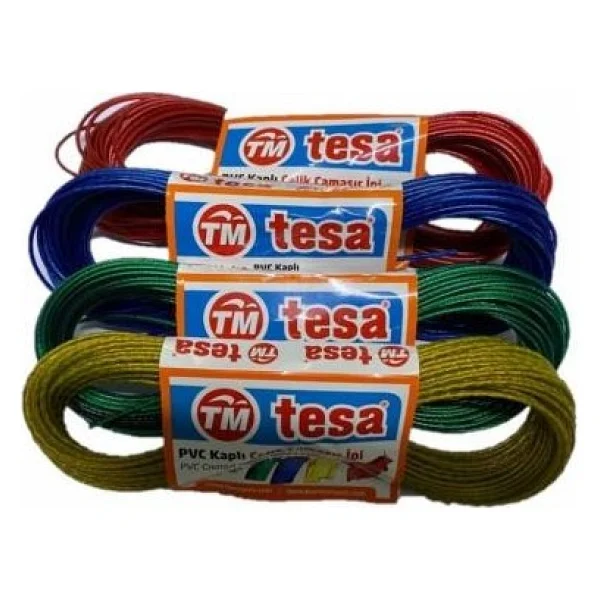 Tesa 10 Metre Pvc Kaplı Çelik Çamaşır Ipi 4 Adet - Renkli - Görsel 2