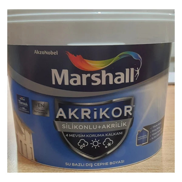 Marshall Boya Akrikor Silikonlu Akrilik 1 Lt Dış Cephe Boyası - Görsel 4