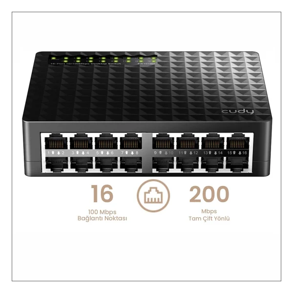 Cudy Fs1016d 16 Port 10/100 Mbps Gigabit Switch - Görsel 3