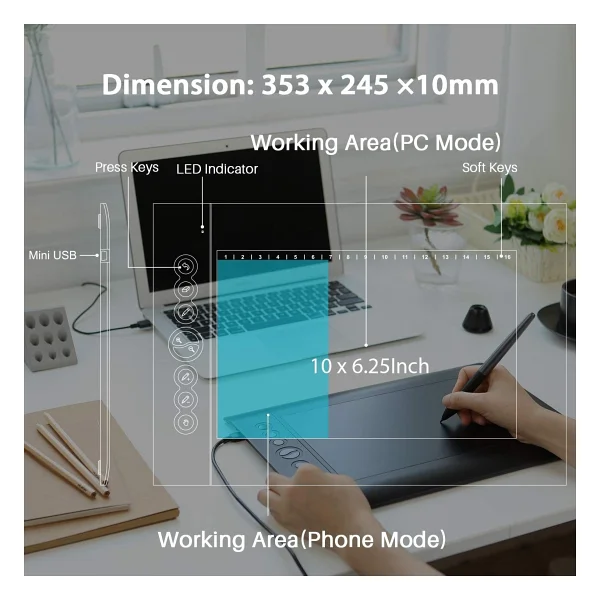 Huion H610 Pro V2 6.25" Grafik Tablet - Görsel 4