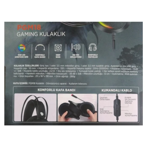 Polosmart Pgm18 Kablolu Mikrofonlu Kulak Üstü Oyuncu Kulaklığı - Görsel 3