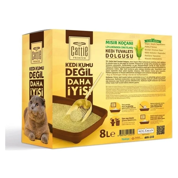 Cattie Süper Topaklanan Mısır Koçanı 8 Lt Kedi Tuvaleti Dolgusu - Görsel 2