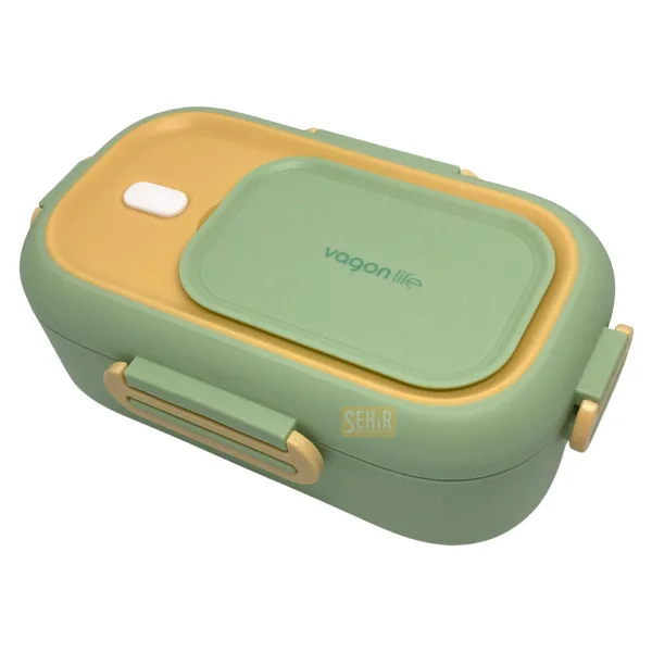 Wiggle Vagonlife Bento 550ml Lunchbox Yeni Koleksiyon Tek Katlı Çelik Sefer Tası Yemek Kutusu - Yeşil - Sarı - Görsel 7