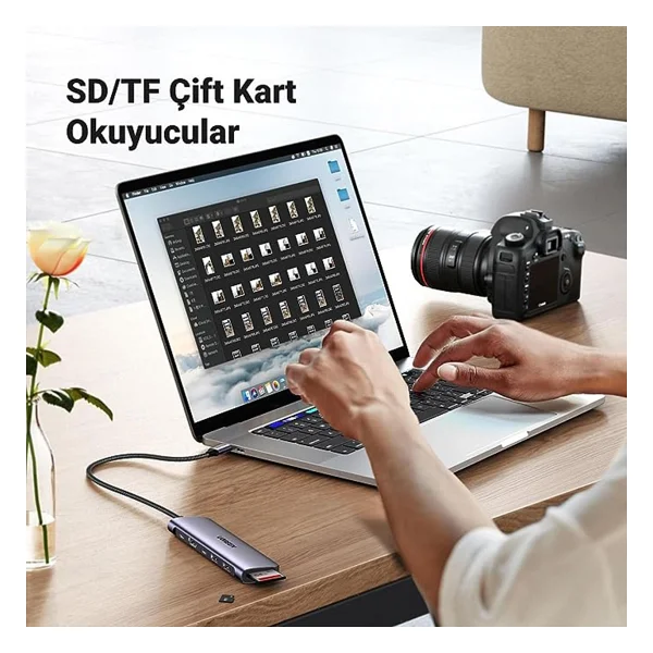 Ugreen USB C To 4K Hdmı 100w Pd 2xusb-A Sd Micro Sd Kart Okuyucu Dönüştürücü Çoklayıcı Hub - Görsel 5
