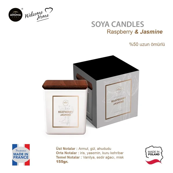 Aroma Home Soya Series Kokulu Mum Raspberry Jasmine 155gr. - Görsel 2
