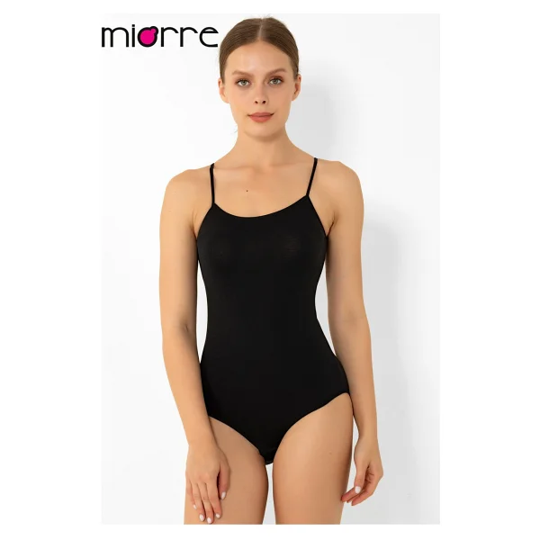 Miorre Modal İnce Askılı Çıtçıtlı Body Siyah S-M - Görsel 6