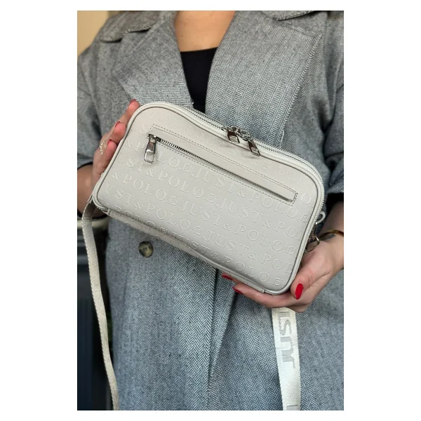 Just Polo Kadın 5 Bölmeli Ayarlanabilir Uzun Askılı Omuz Çantası 6 Bölmeli 28 X18 Cm 4023-Jp Taş - Beyaz - Siyah - Pembe - Krem - Görsel 3