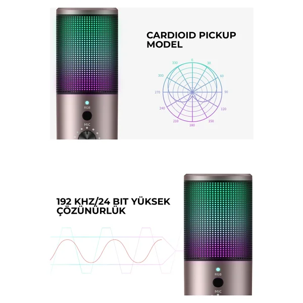 Havit Gamenote Gk61 RGB Profesyonel Oyuncu Ve Yayıncı Mikrofonu - Görsel 4