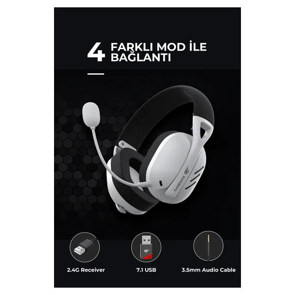 Havit Gamenote Fuxi-H3 Siyah 7.1 USB Kablolu/Kablosuz Kulak Üstü Oyuncu Kulaklığı - Görsel 5