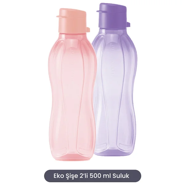 Tupperware Eco Şişe 2li 500 Ml Pamuk Şeker Ve Mor - Görsel 3
