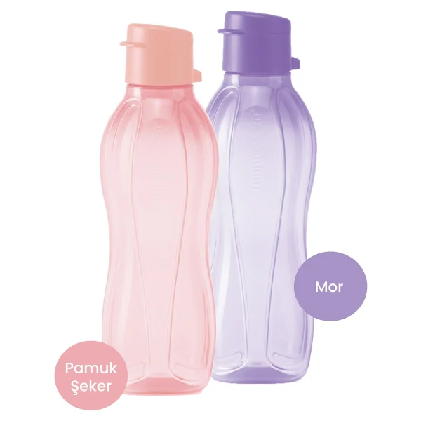 Tupperware Eco Şişe 2li 500 Ml Pamuk Şeker Ve Mor - Görsel 2