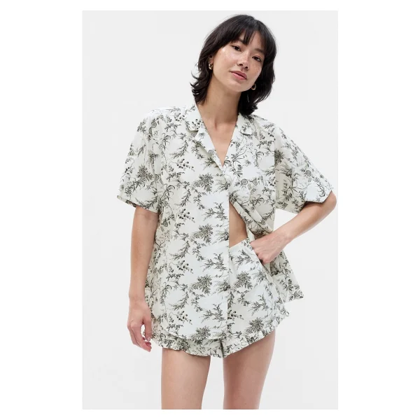 Gap Poplin Pijama Gömlek - Mavi - Görsel 7