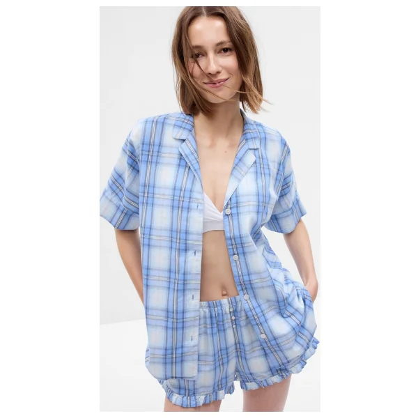 Gap Poplin Pijama Gömlek - Mavi - Görsel 2