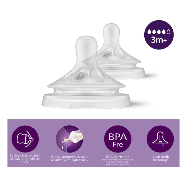 Philips Avent Scy963/02 Natural Response No:3 1 Ay+ 2'li Biberon Emziği - Görsel 9