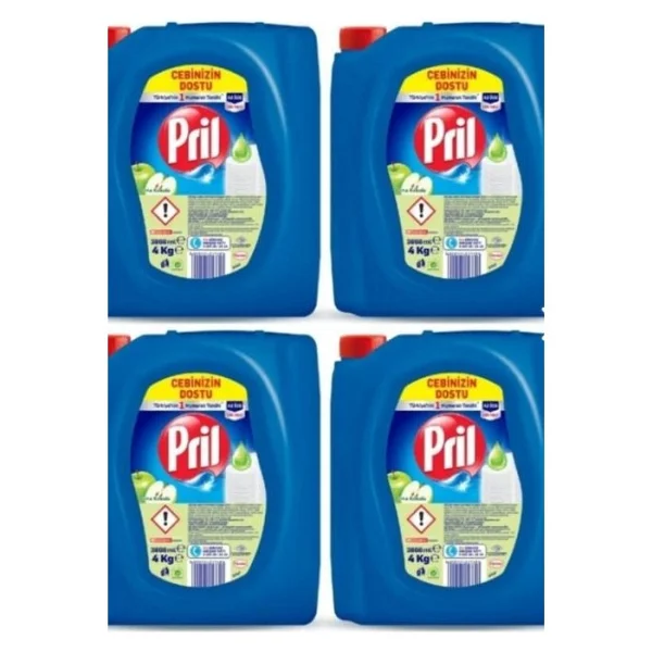 Pril Elma Kokulu Sıvı Bulaşık Deterjanı 4 kg 4 Adet Yağ ve Kirleri Kolayca Çözer