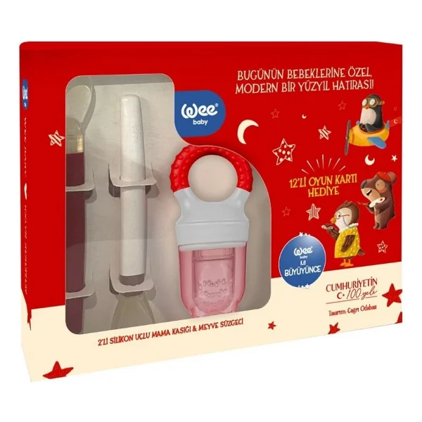 Wee Baby 100. Yıl Seti Ergonomik Silikon Uçlu Mama Kaşığı Ve Meyve Süzgeci - Görsel 2