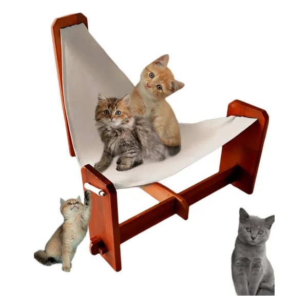 Havzoria Çam Ağacı Kedi Berjeri - Hamak Beşik - Kedi Evi - Kedi Salıncağı - Kedi Yatağı - Oyun Alanı - Ahşap Rengi - -- - Görsel 2
