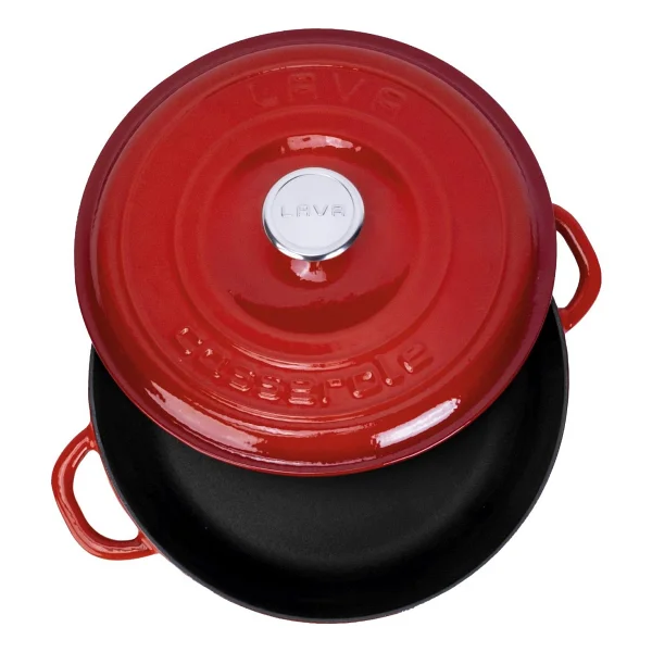Lava New Heritage Kırmızı 28 Cm Basık Döküm Tencere - Görsel 2
