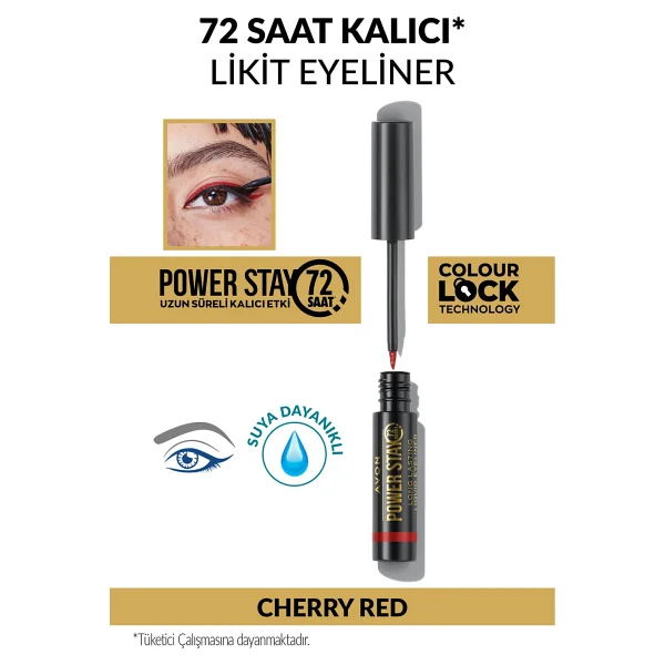 Avon Power Stay Uzun Süre Kalıcı Likit Eyeliner- Cherry Red - Görsel 2