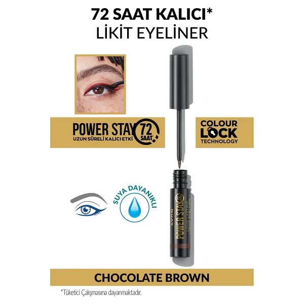 Avon Power Stay Uzun Süre Kalıcı Likit Eyeliner- Chocolate Brown - Görsel 2